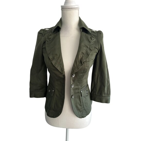 WHITE HOUSE BLACK MARKET Olive Green Jacket Blazer Size 00 - Picture 2 of 8